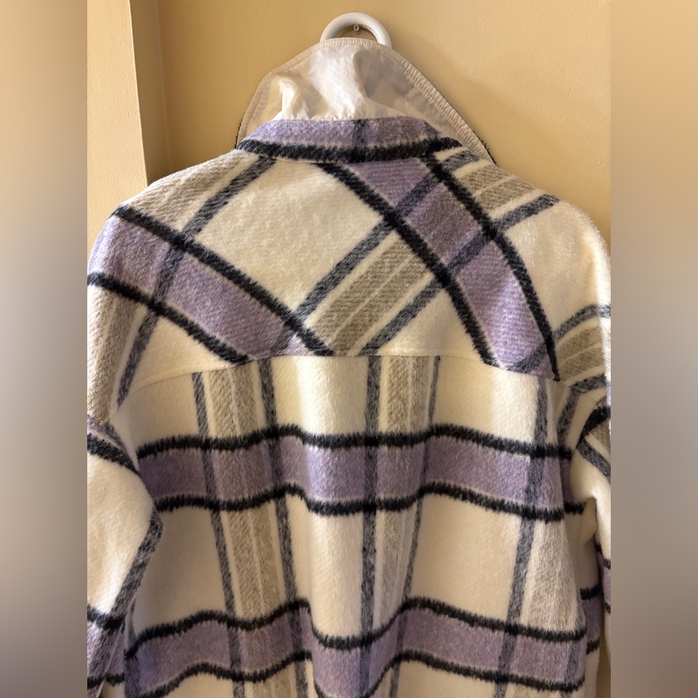 Vero Moda Cream and Purple Plaid Teddy Jacket - Picture 14 of 16
